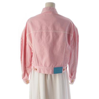 Versace Cotton Cropped Denim Jacket Pink 38 — view 4