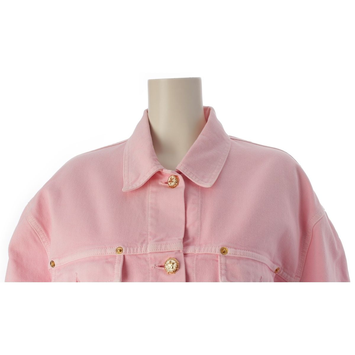 Versace Cotton Cropped Denim Jacket Pink 38 — view 5