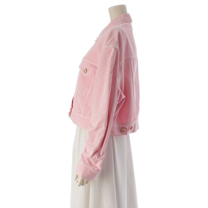 Versace Cotton Cropped Denim Jacket Pink 38 — view 3
