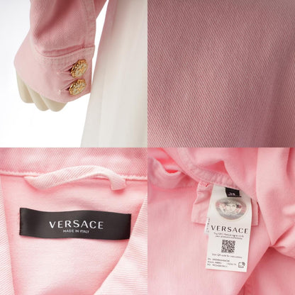 Versace Cotton Cropped Denim Jacket Pink 38 — view 9