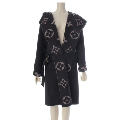 Louis Vuitton Silk Blend Wool Monogram Giant Hooded Wrap Coat Gray 34