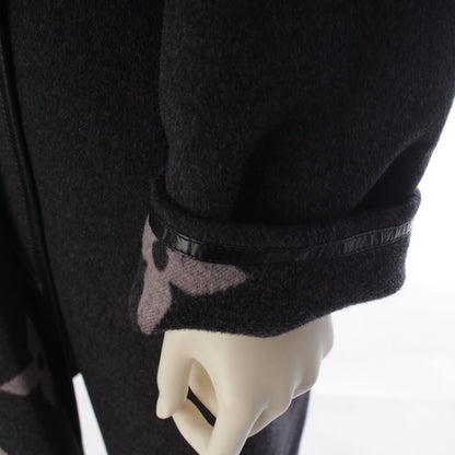 Louis Vuitton Silk Blend Wool Monogram Giant Hooded Wrap Coat Gray 34 — view 7