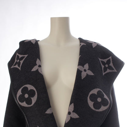 Louis Vuitton Silk Blend Wool Monogram Giant Hooded Wrap Coat Gray 34 — view 5