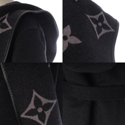 Louis Vuitton Silk Blend Wool Monogram Giant Hooded Wrap Coat Gray 34 — view 8