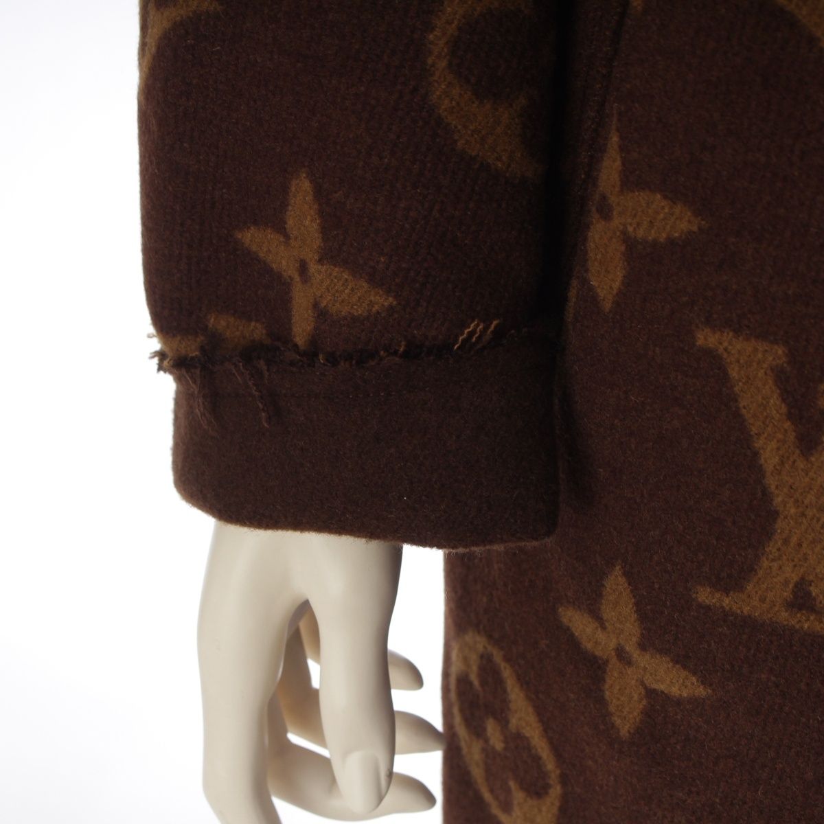 Louis Vuitton Cashmere Monogram Long Coat Brown 34 — view 6