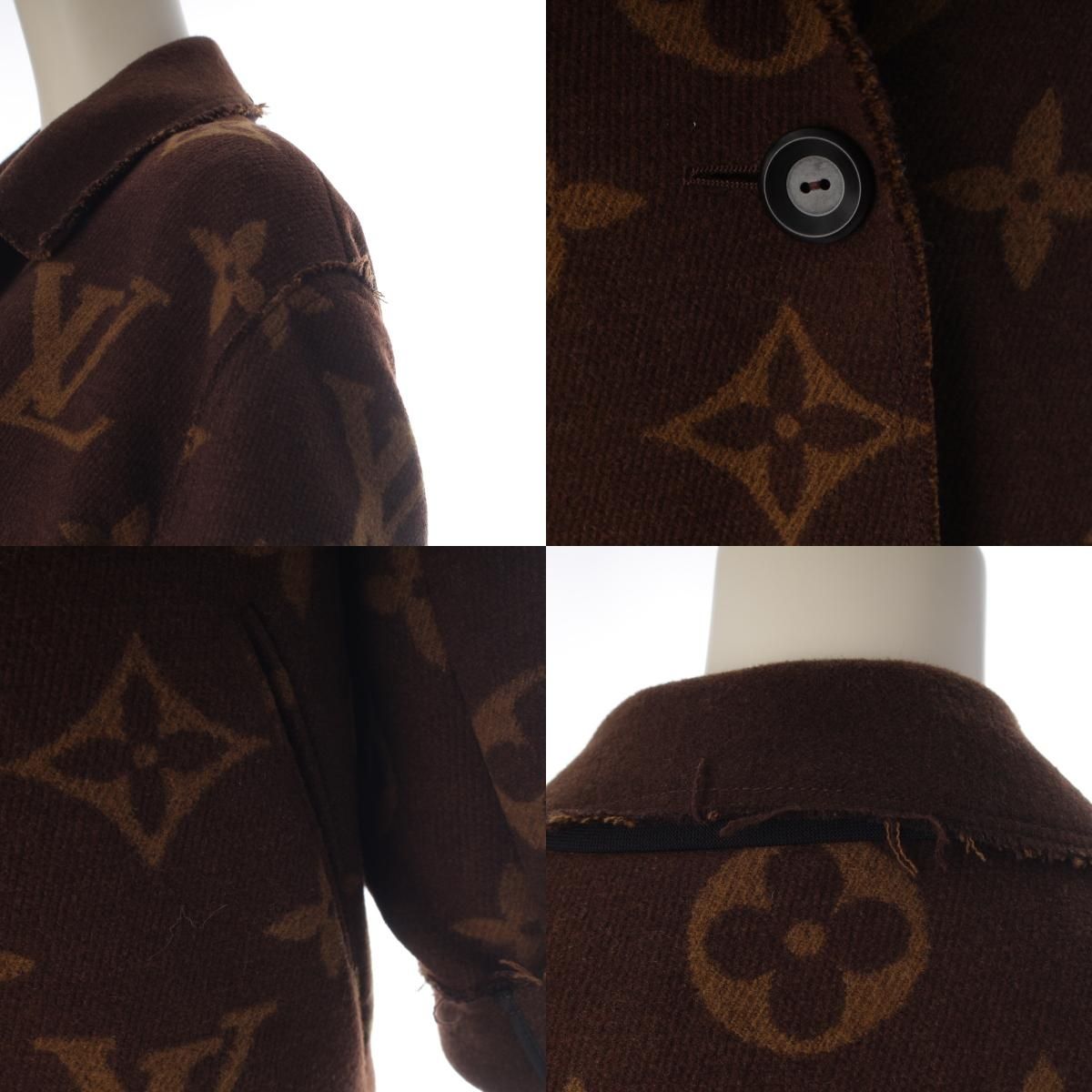 Louis Vuitton Cashmere Monogram Long Coat Brown 34 — view 8