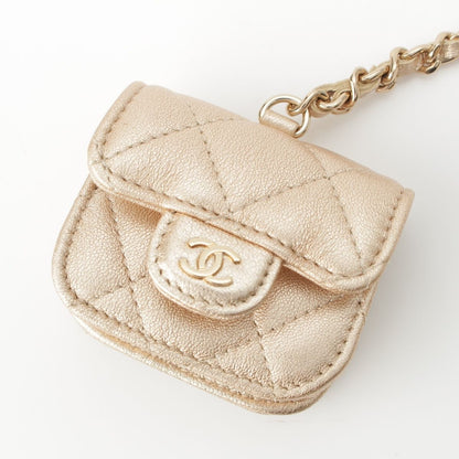 Chanel Quilted Lambskin CC Logo Airpods Case Coin Champagne Gold — view 4