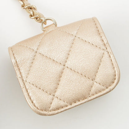 Chanel Quilted Lambskin CC Logo Airpods Case Coin Champagne Gold — view 7