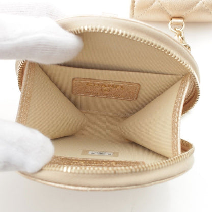 Chanel Quilted Lambskin CC Logo Airpods Case Coin Champagne Gold — view 9