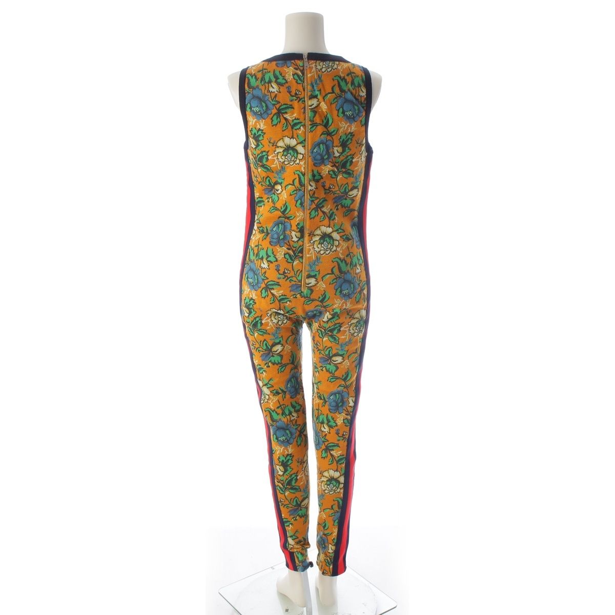 Gucci Wool Flora Floral Pattern Sherry Line Knit All in One Jumpsuits Orange — view 4