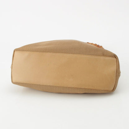 Gucci Bamboo Handle Perforated Leather Bucket with Handbag Pouch Beige — view 5