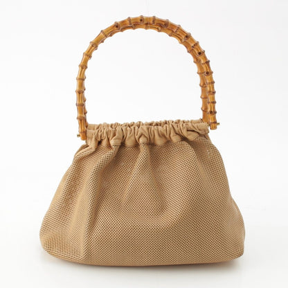 Gucci Bamboo Handle Perforated Leather Bucket with Handbag Pouch Beige — view 4