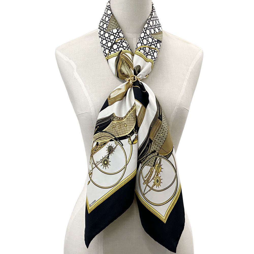 Hermes Scarf Carre 90 les Voiyures a Transformation Foldable Top Carriage Silk — view 6