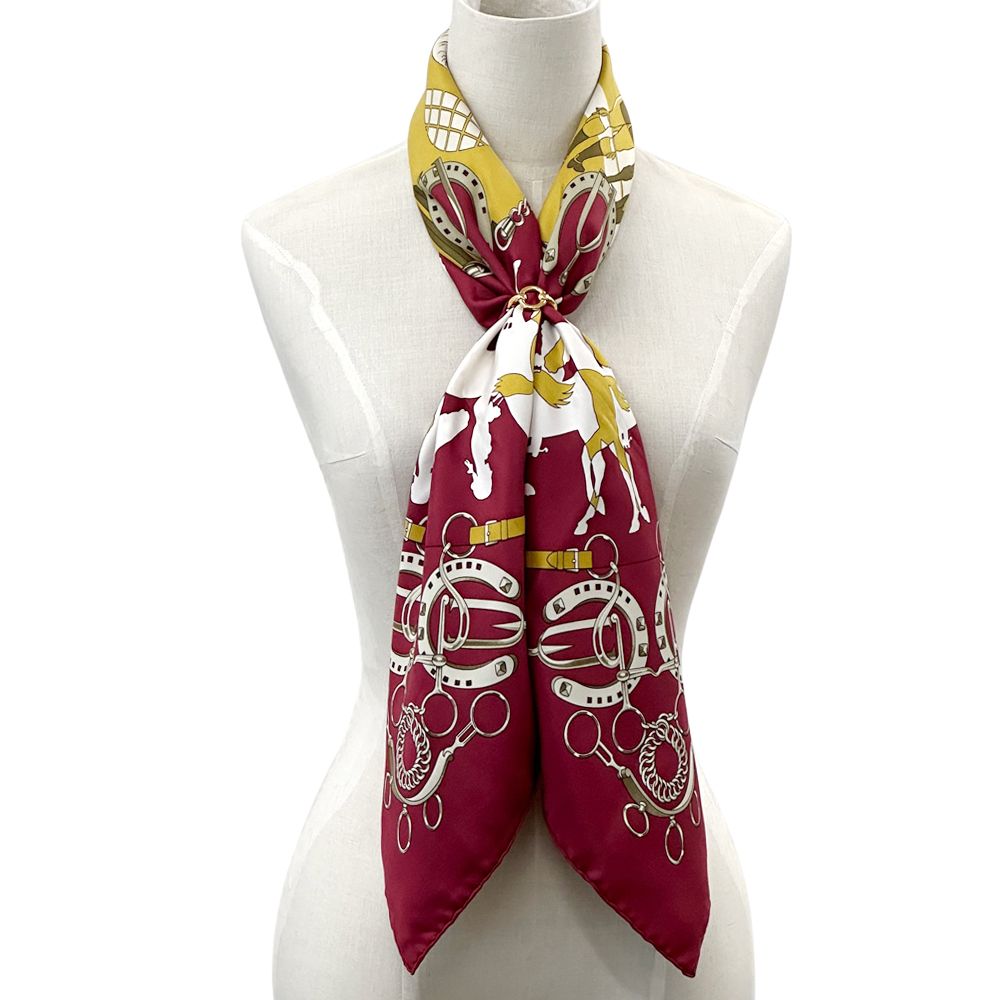 Hermes Scarf Carre 90 Manege Riding School Silk Red Multicolor Equestrian Large — view 6