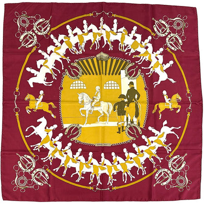 Hermes Scarf Carre 90 Manege Riding School Silk Red Multicolor Equestrian Large