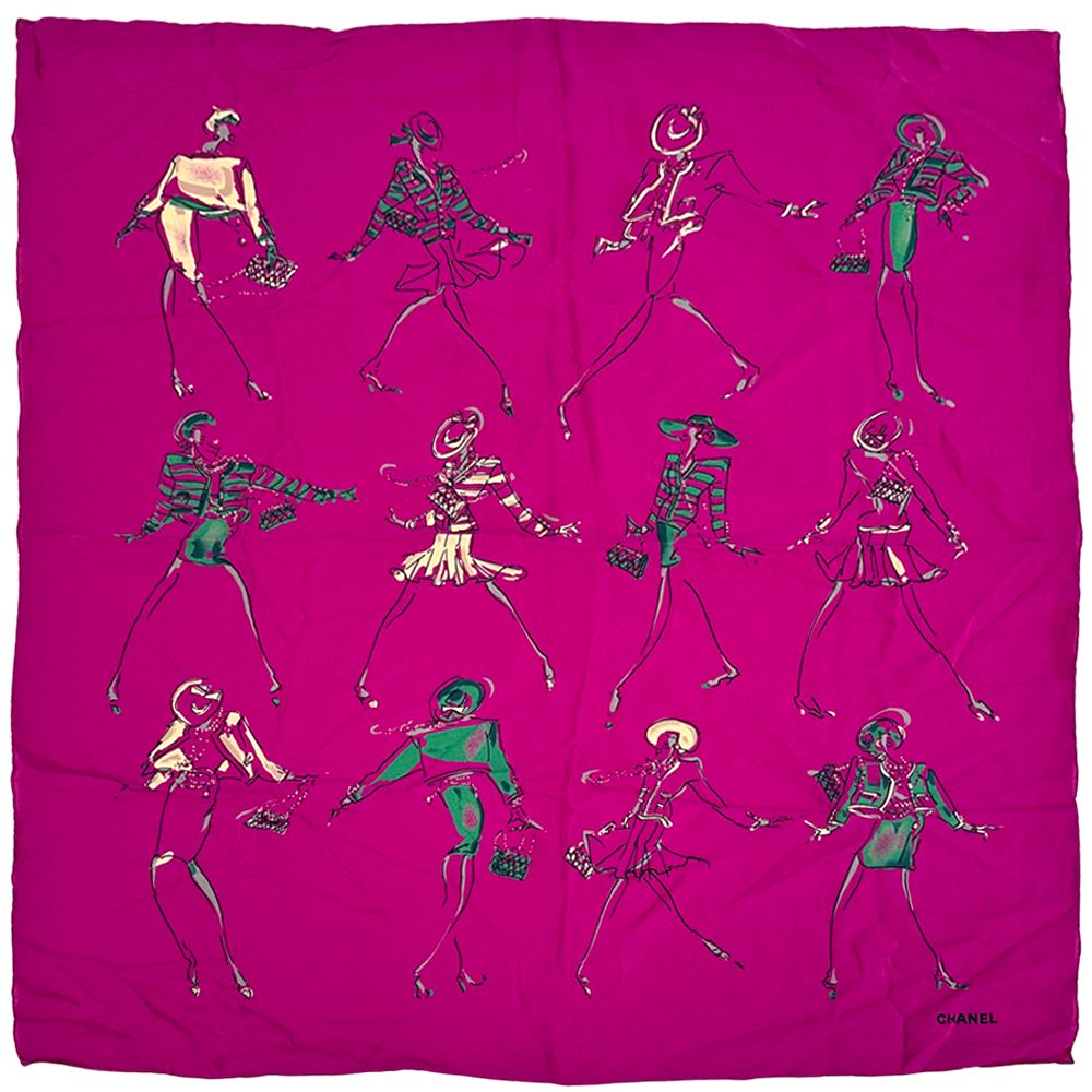 Chanel Scarf Mademoiselle Silk Purple Sheer Large