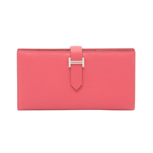 Hermes Bifold Wallet Bearn Souffle Pink Leather Rose Azalea
