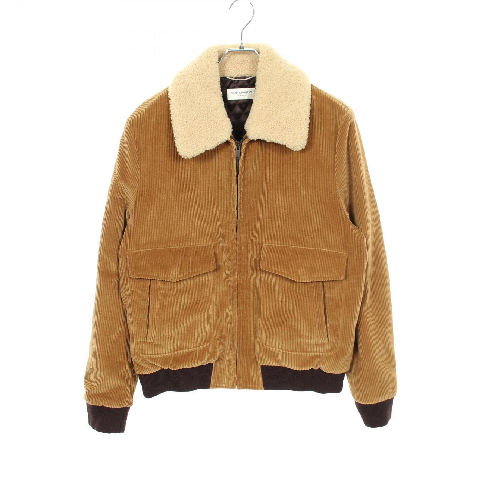 Saint Laurent Paris Corduroy Shearling Jacket Boa Contrast Leather Wool