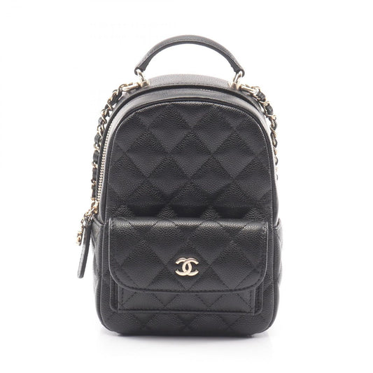 Chanel Backpack Quilted Black Caviar Leather Mini Chain