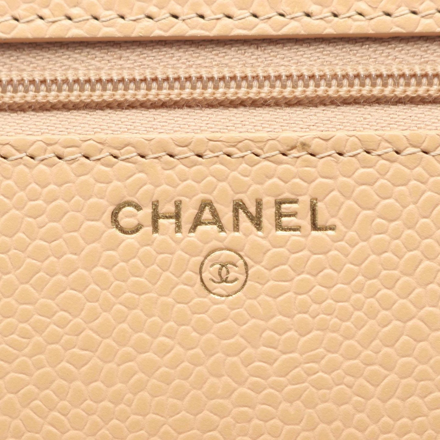 Chanel Shoulder Bag Quilted Beige Caviar Leather Chain Wallet — view 5