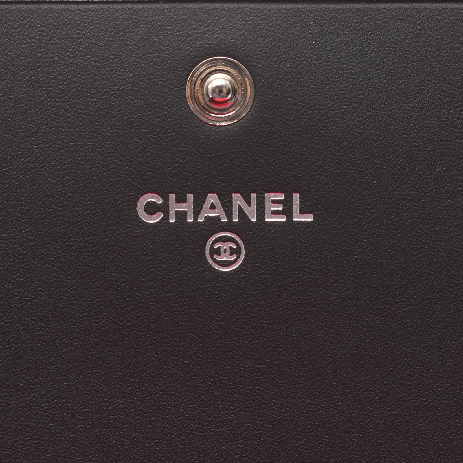 Chanel Bifold Wallet Cambon Line Black Enamel Leather Patent — view 5