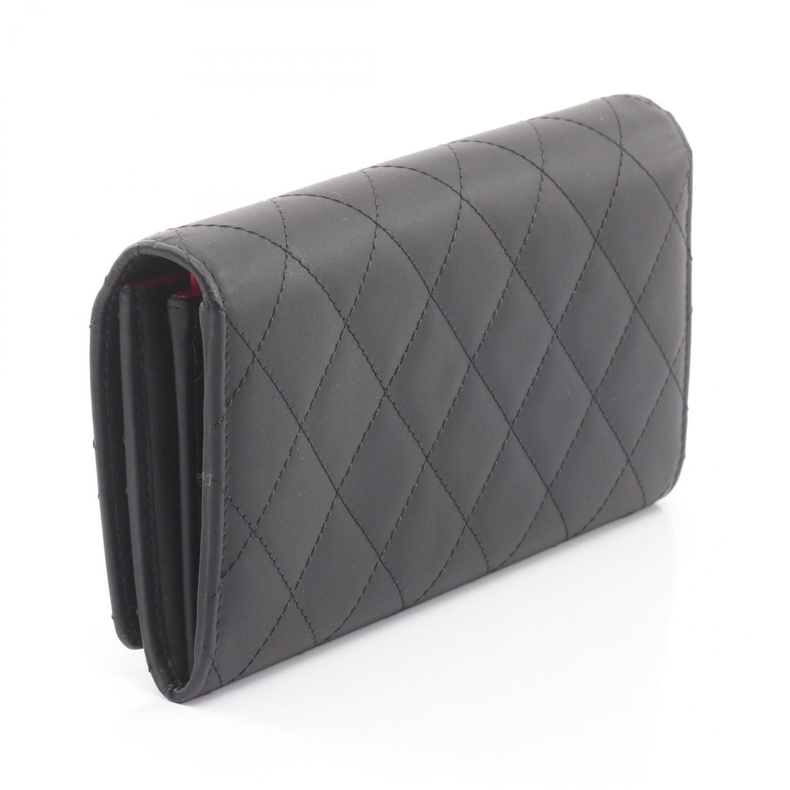 Chanel Bifold Wallet Cambon Line Black Enamel Leather Patent — view 2