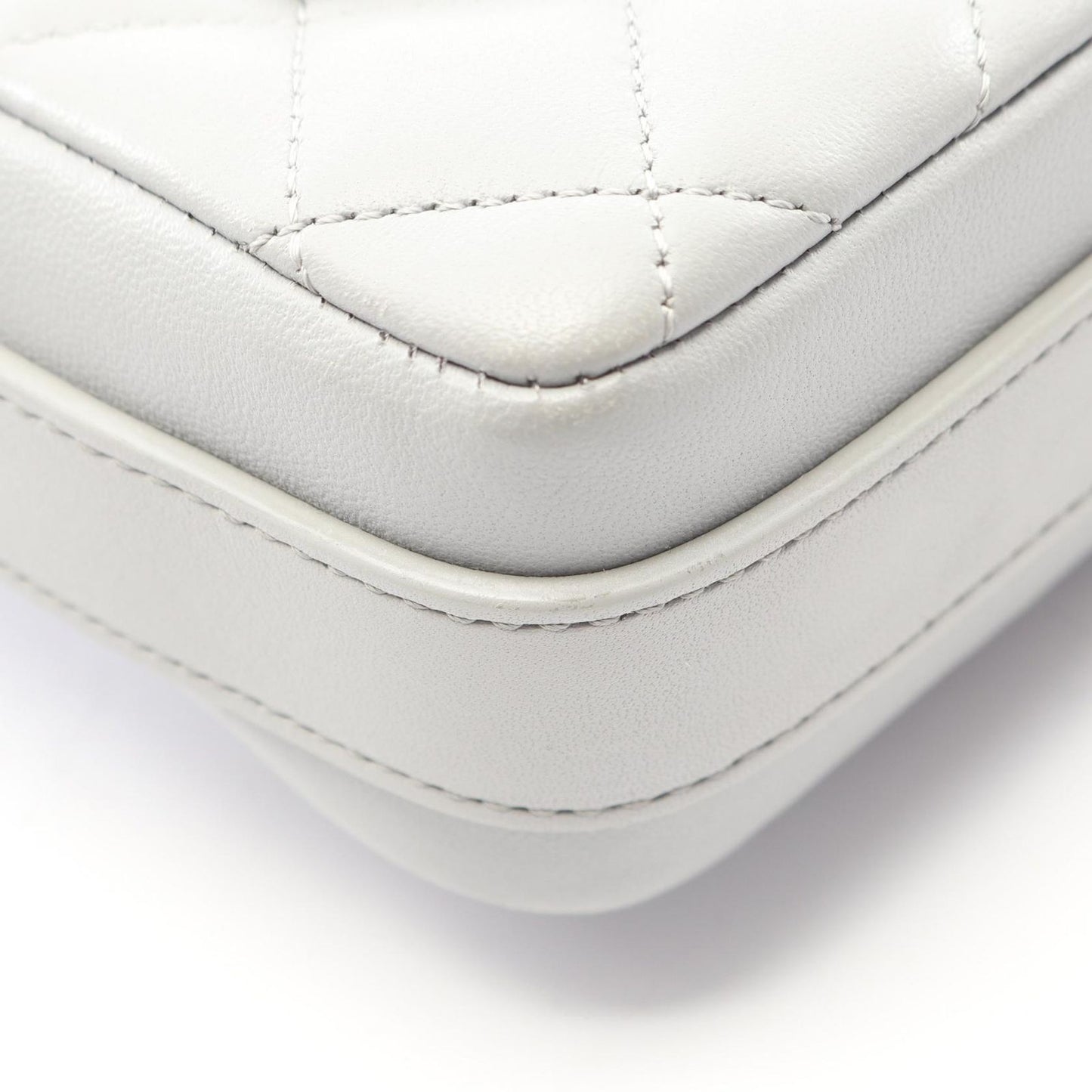Chanel Shoulder Bag Quilted Frill Gray Lambskin — view 7