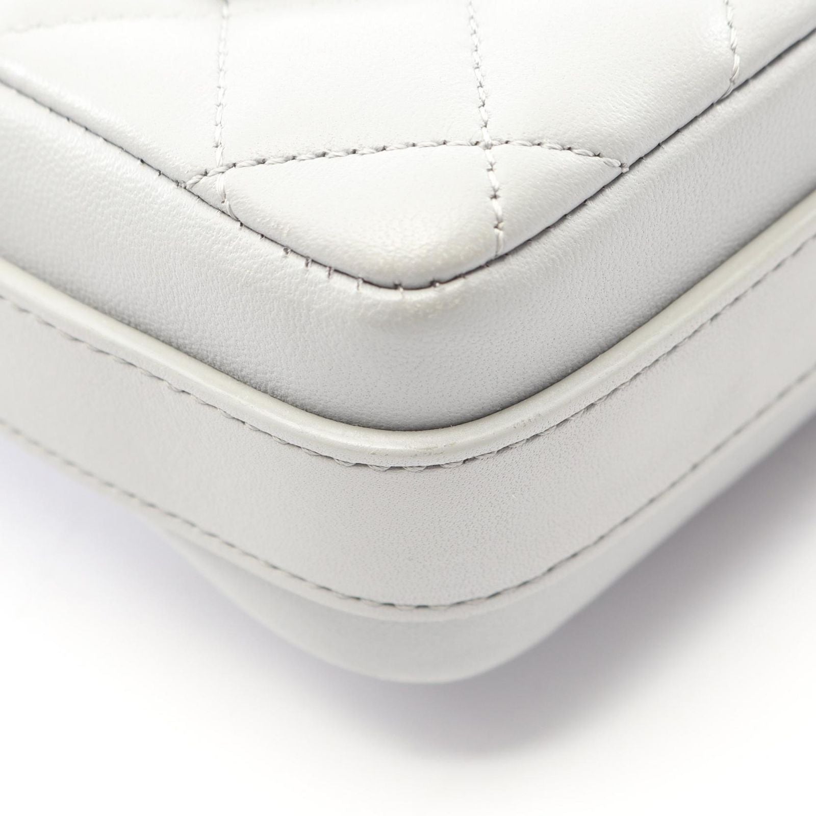 Chanel Shoulder Bag Quilted Frill Gray Lambskin — view 7