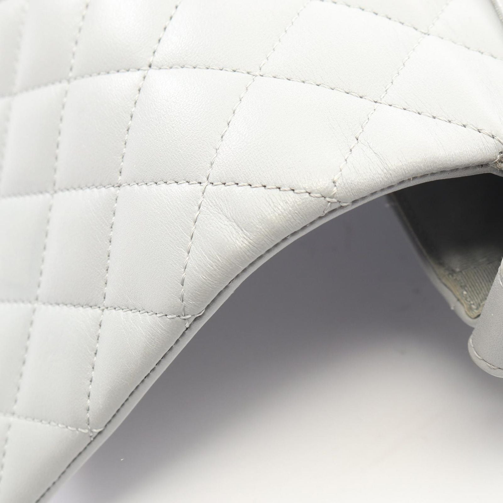 Chanel Shoulder Bag Quilted Frill Gray Lambskin — view 6