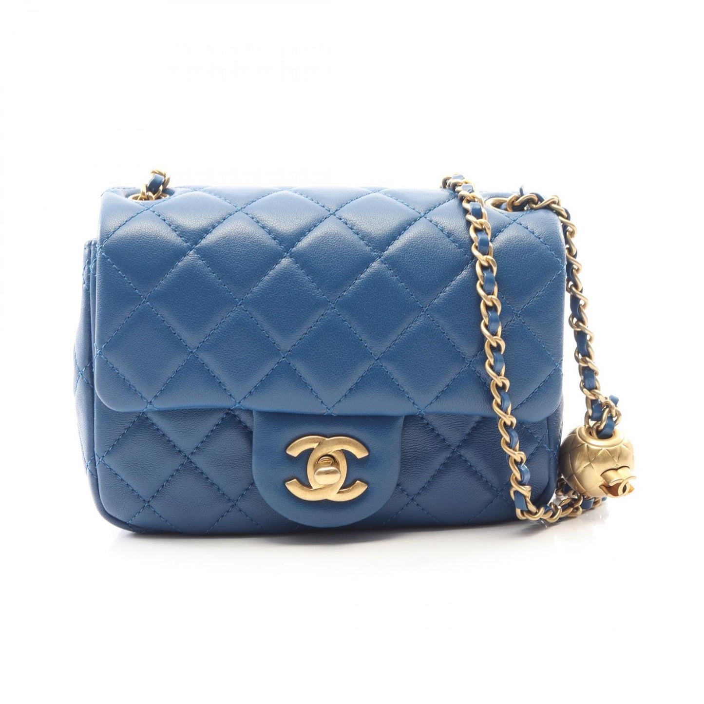 Chanel Shoulder Bag Quilted Blue Lambskin Mini Cocobol Chain