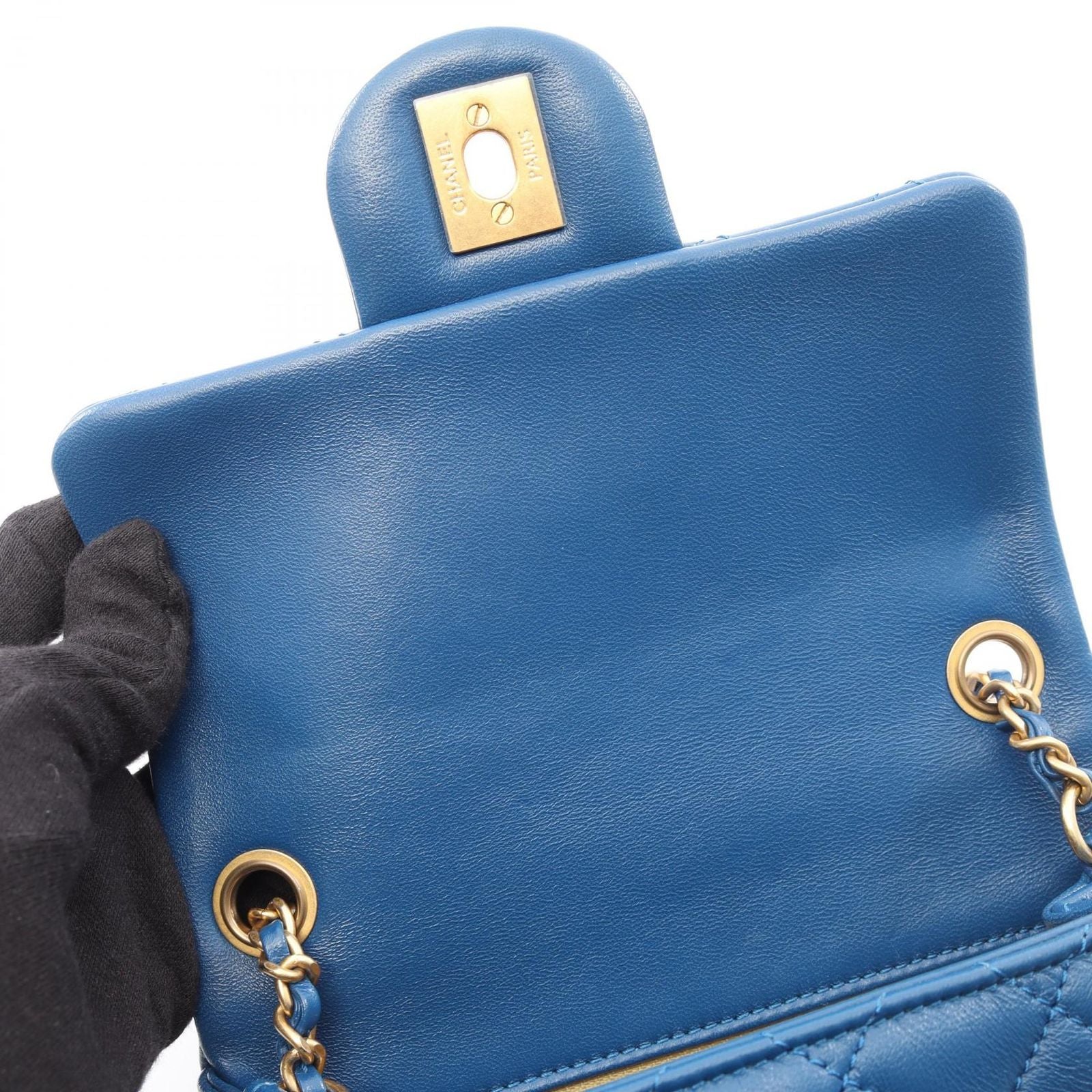 Chanel Shoulder Bag Quilted Blue Lambskin Mini Cocobol Chain — view 6