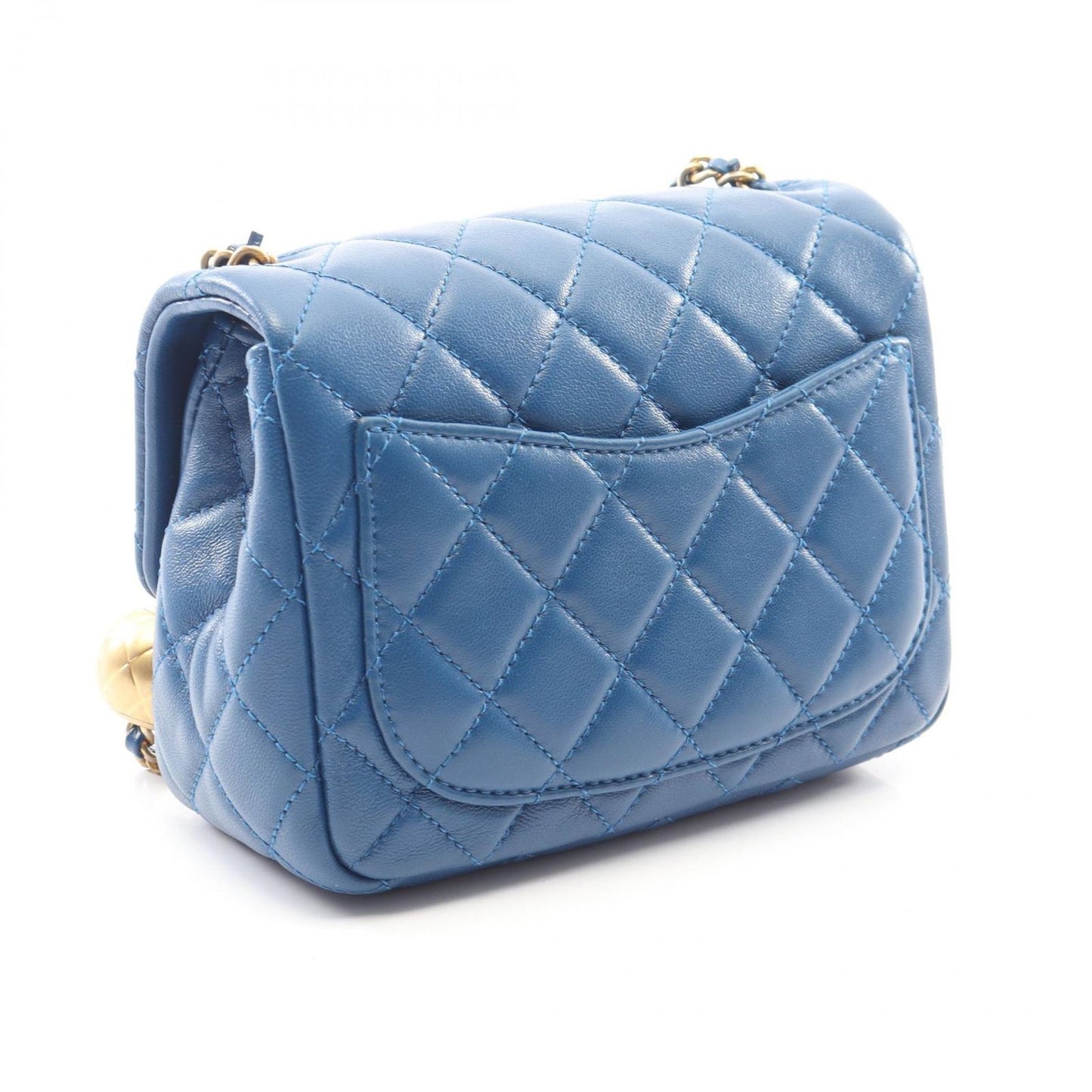 Chanel Shoulder Bag Quilted Blue Lambskin Mini Cocobol Chain — view 2