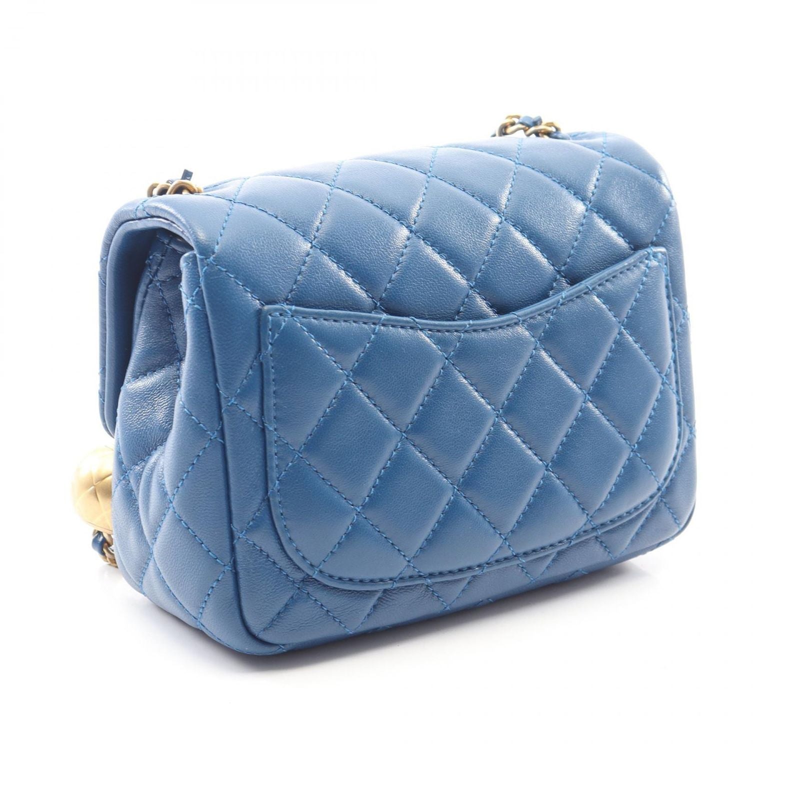 Chanel Shoulder Bag Quilted Blue Lambskin Mini Cocobol Chain — view 2