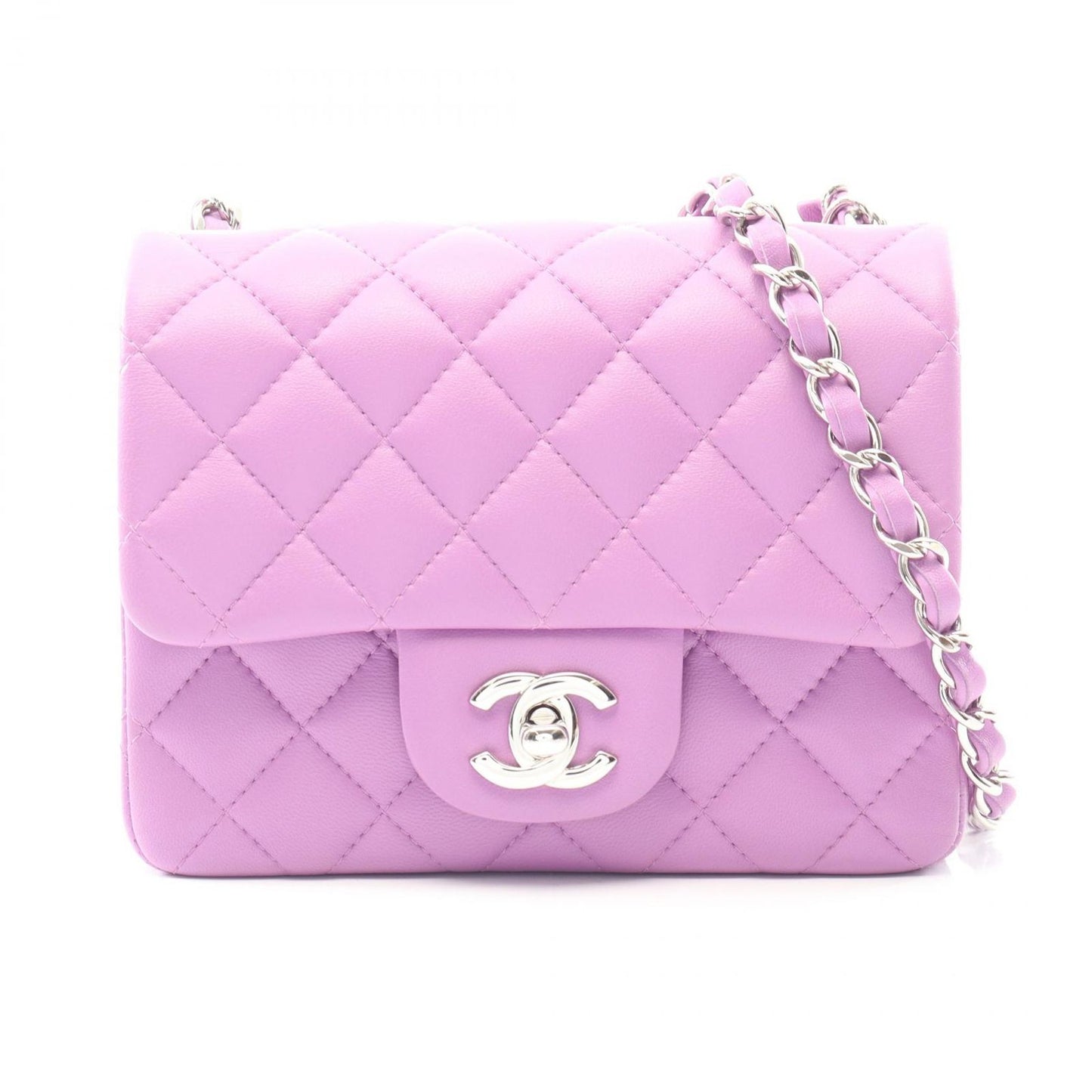 Chanel Shoulder Bag Mini Quilted Purple Lambskin Chain