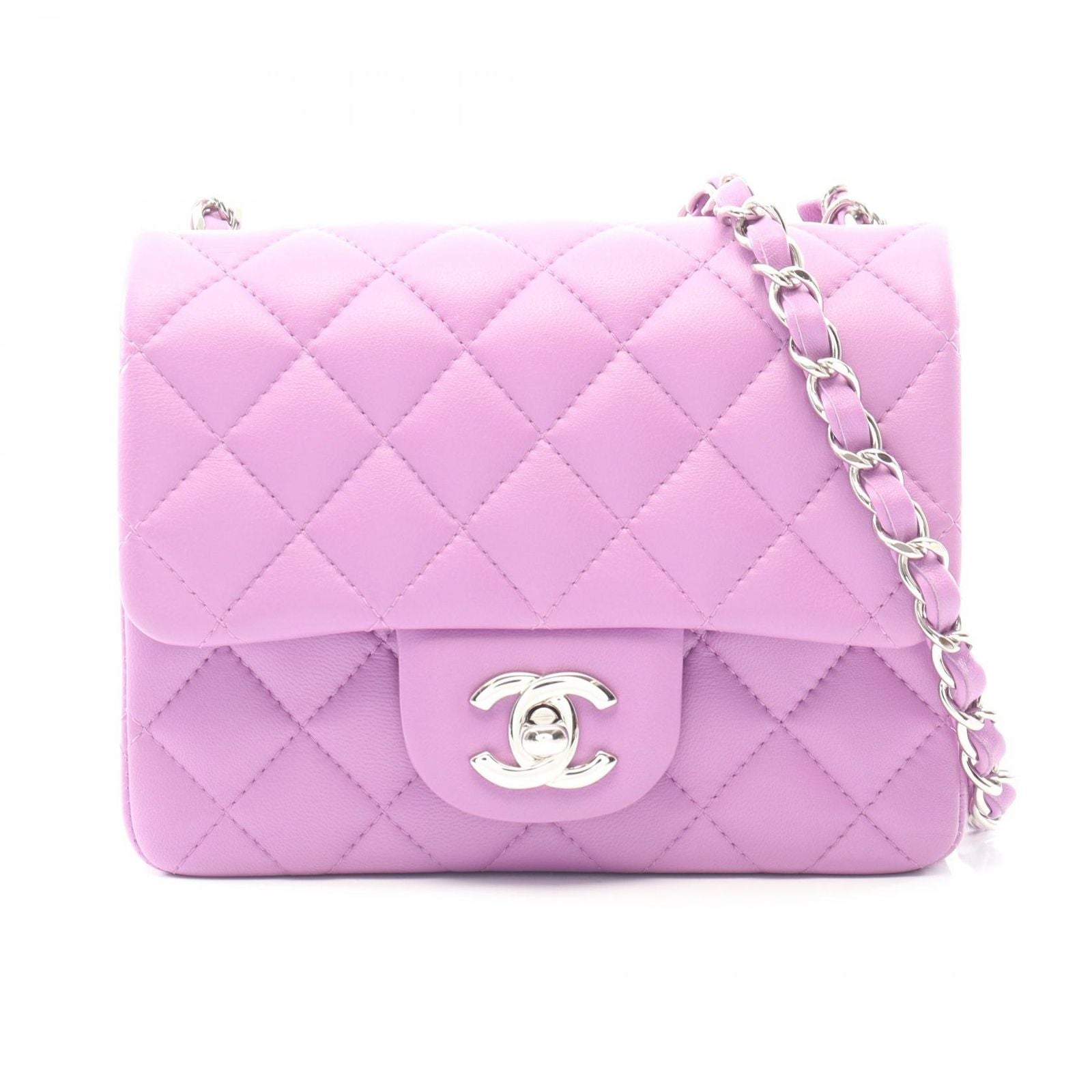 Chanel Shoulder Bag Mini Quilted Purple Lambskin Chain