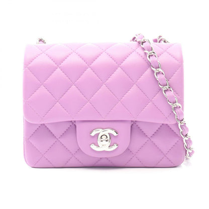 Chanel Shoulder Bag Mini Quilted Purple Lambskin Chain