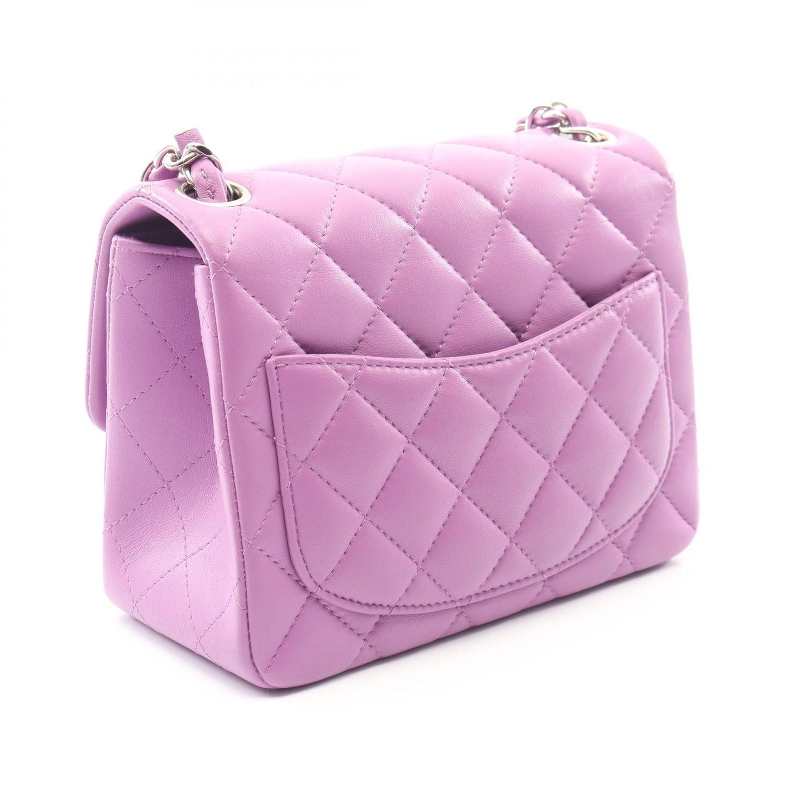 Chanel Shoulder Bag Mini Quilted Purple Lambskin Chain — view 2