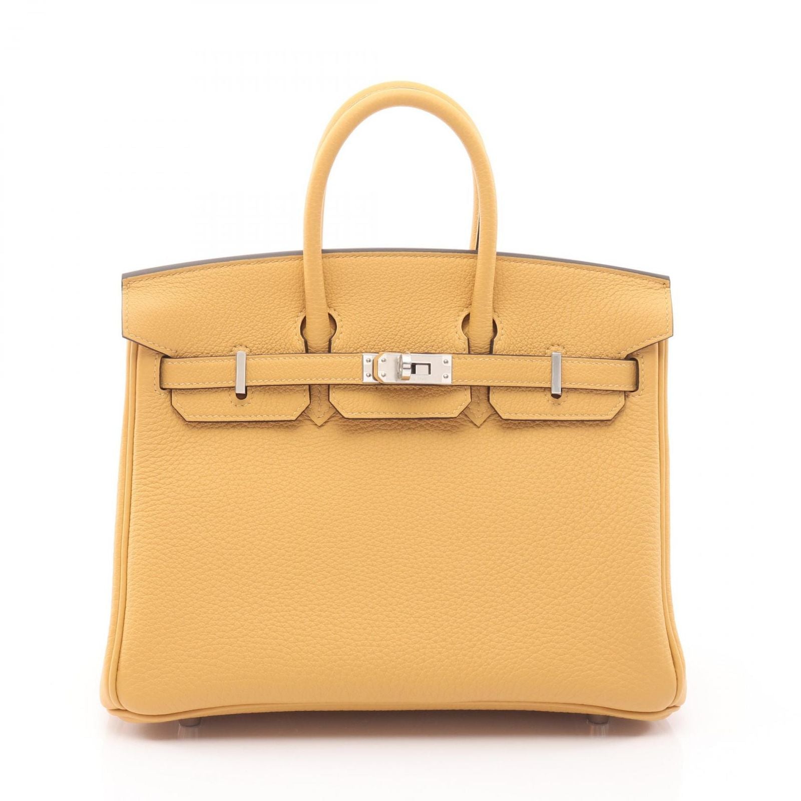 Hermes Handbag Birkin 25 Orange Yellow Leather Paille