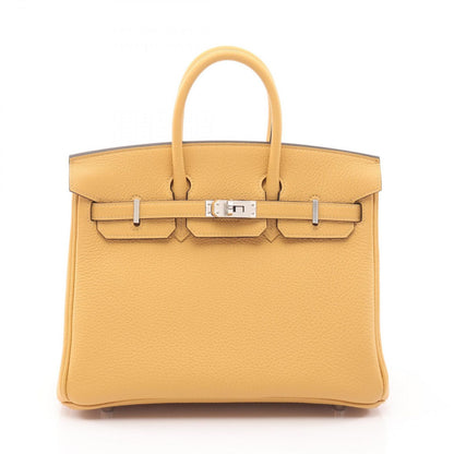 Hermes Handbag Birkin 25 Orange Yellow Leather Paille