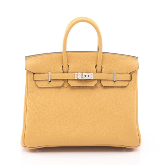 Hermes Handbag Birkin 25 Orange Yellow Leather Paille