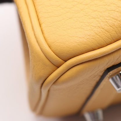 Hermes Handbag Birkin 25 Orange Yellow Leather Paille — view 6
