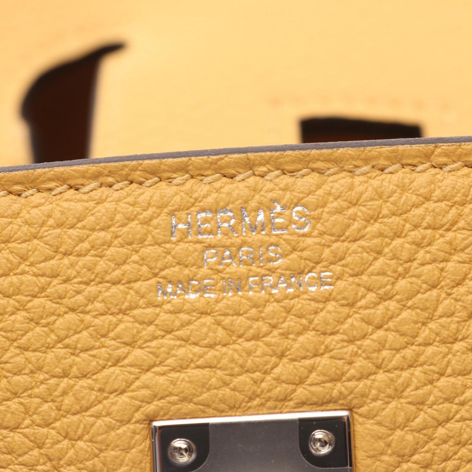 Hermes Handbag Birkin 25 Orange Yellow Leather Paille — view 4