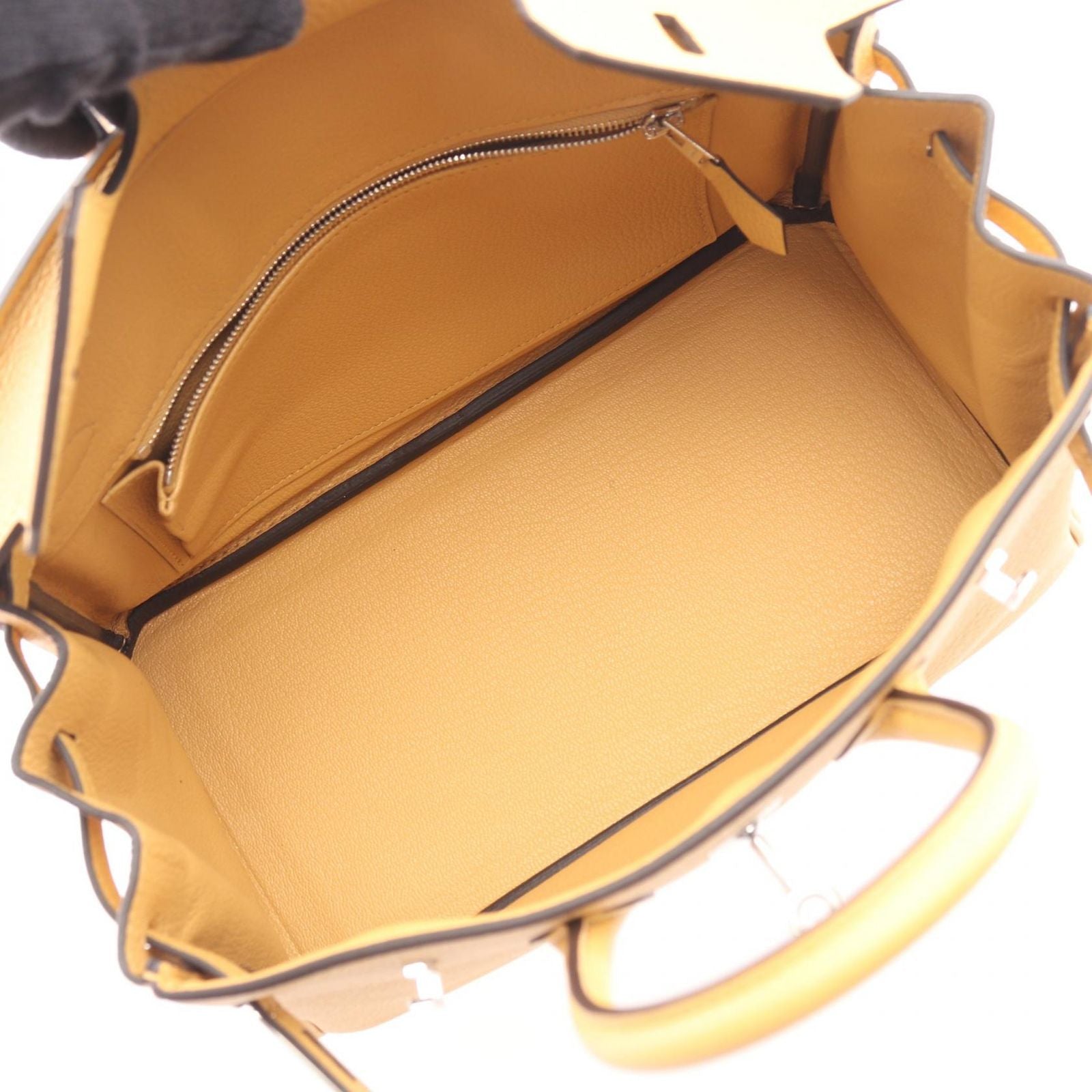 Hermes Handbag Birkin 25 Orange Yellow Leather Paille — view 3