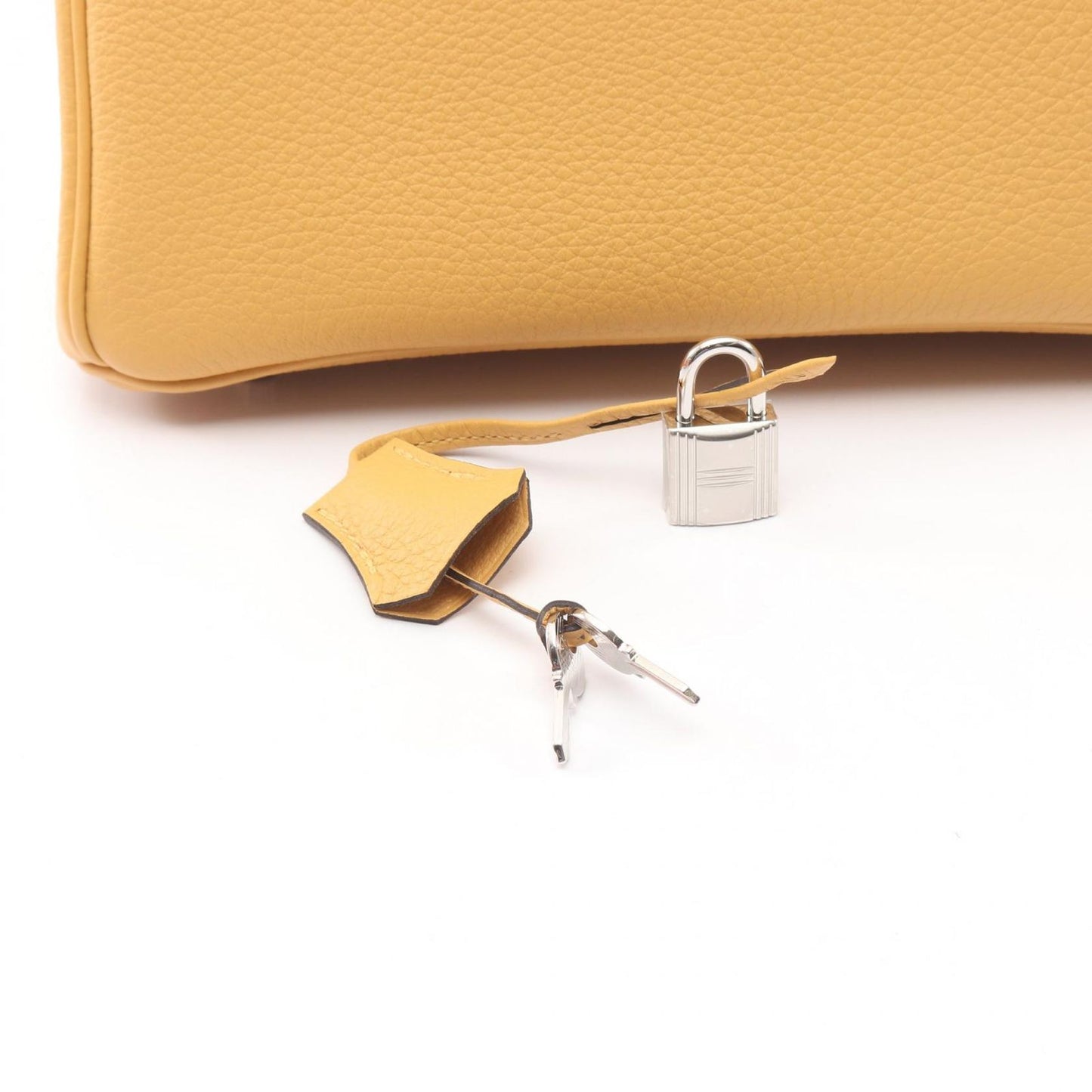 Hermes Handbag Birkin 25 Orange Yellow Leather Paille — view 5