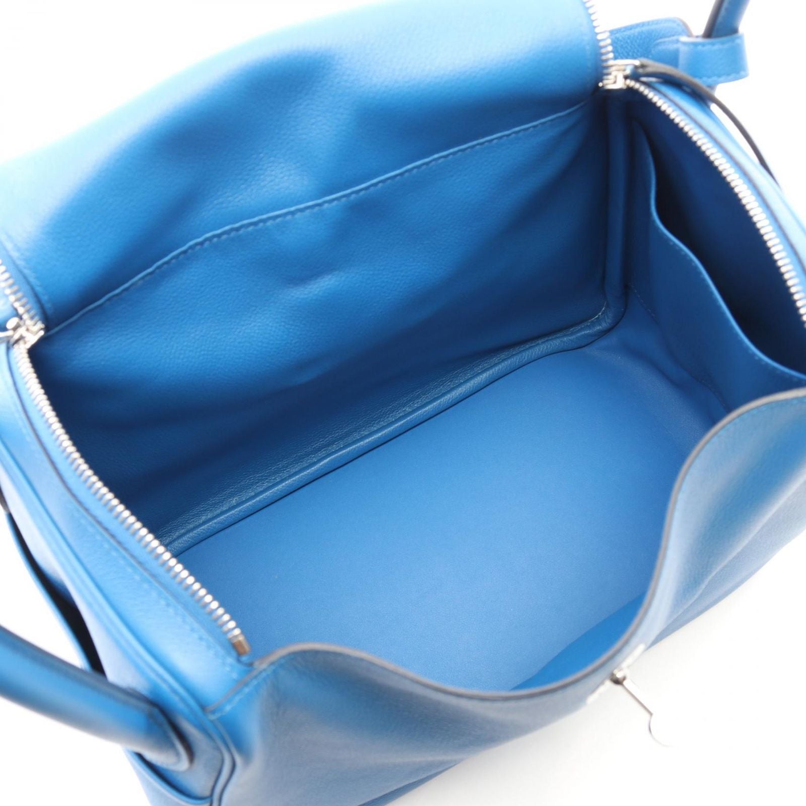 Hermes Shoulder Bag Lindy 30 Blue Zeliege Leather — view 3