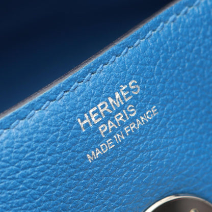 Hermes Shoulder Bag Lindy 30 Blue Zeliege Leather — view 4