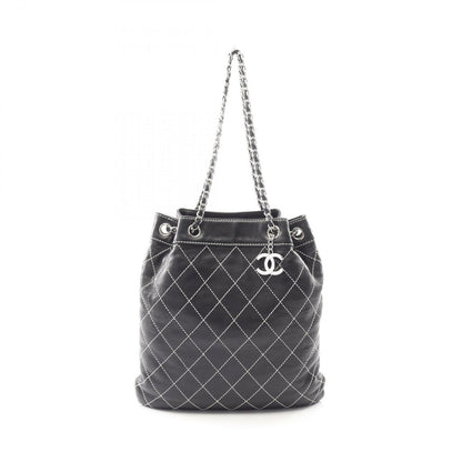 Chanel Shoulder Bag Wild Stitch Black Lambskin Coco Charm