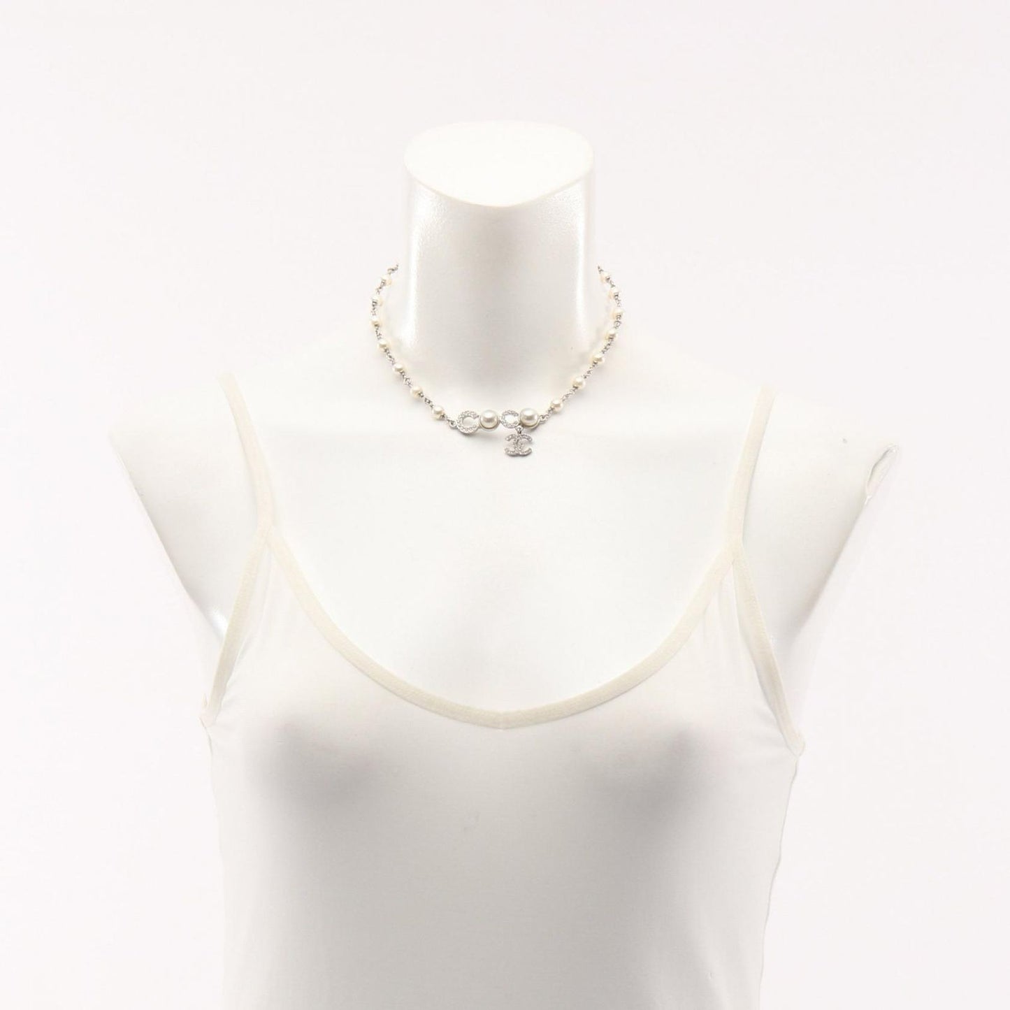 Chanel Necklace CC Logo Stainless Steel Pearl — view 6