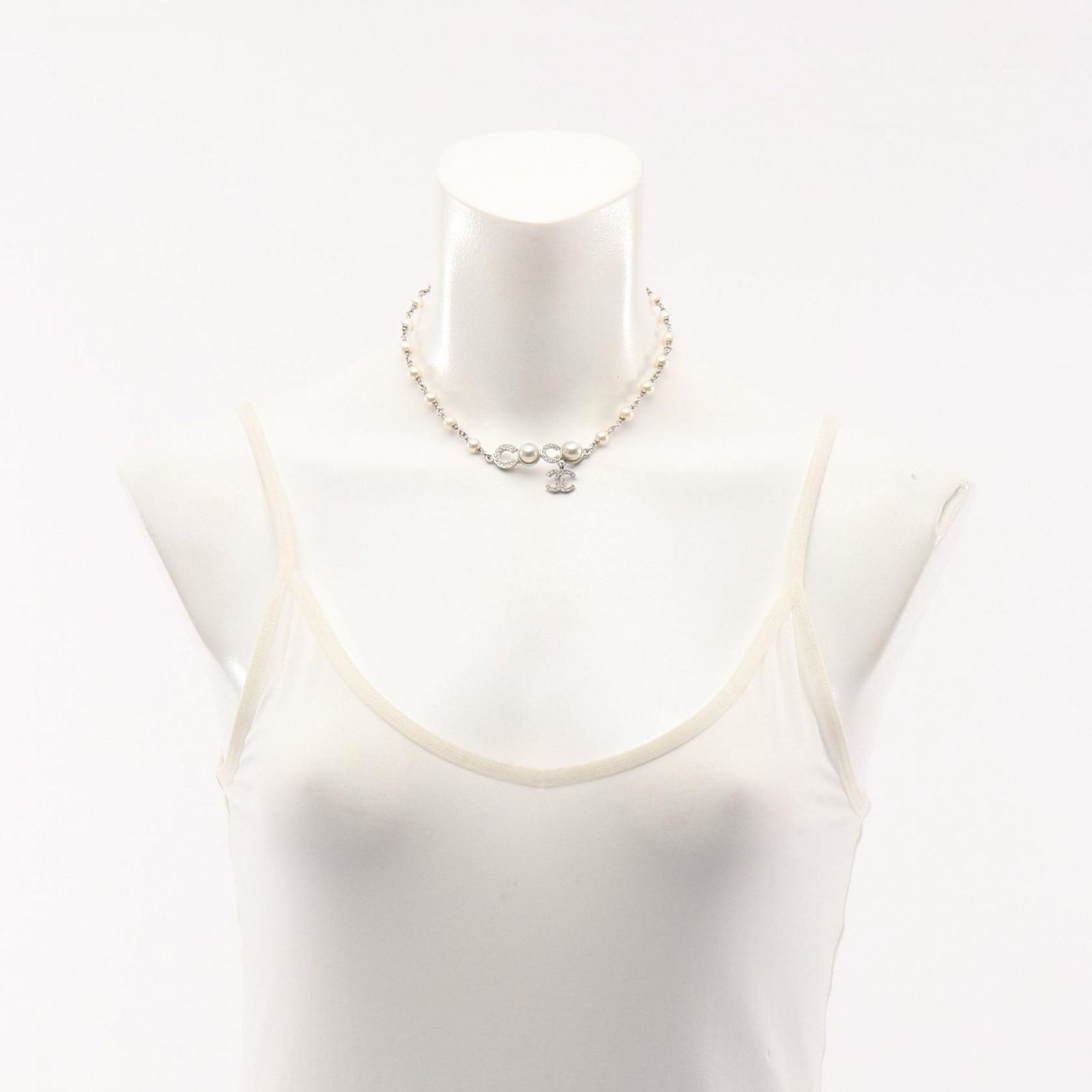 Chanel Necklace CC Logo Stainless Steel Pearl — view 6