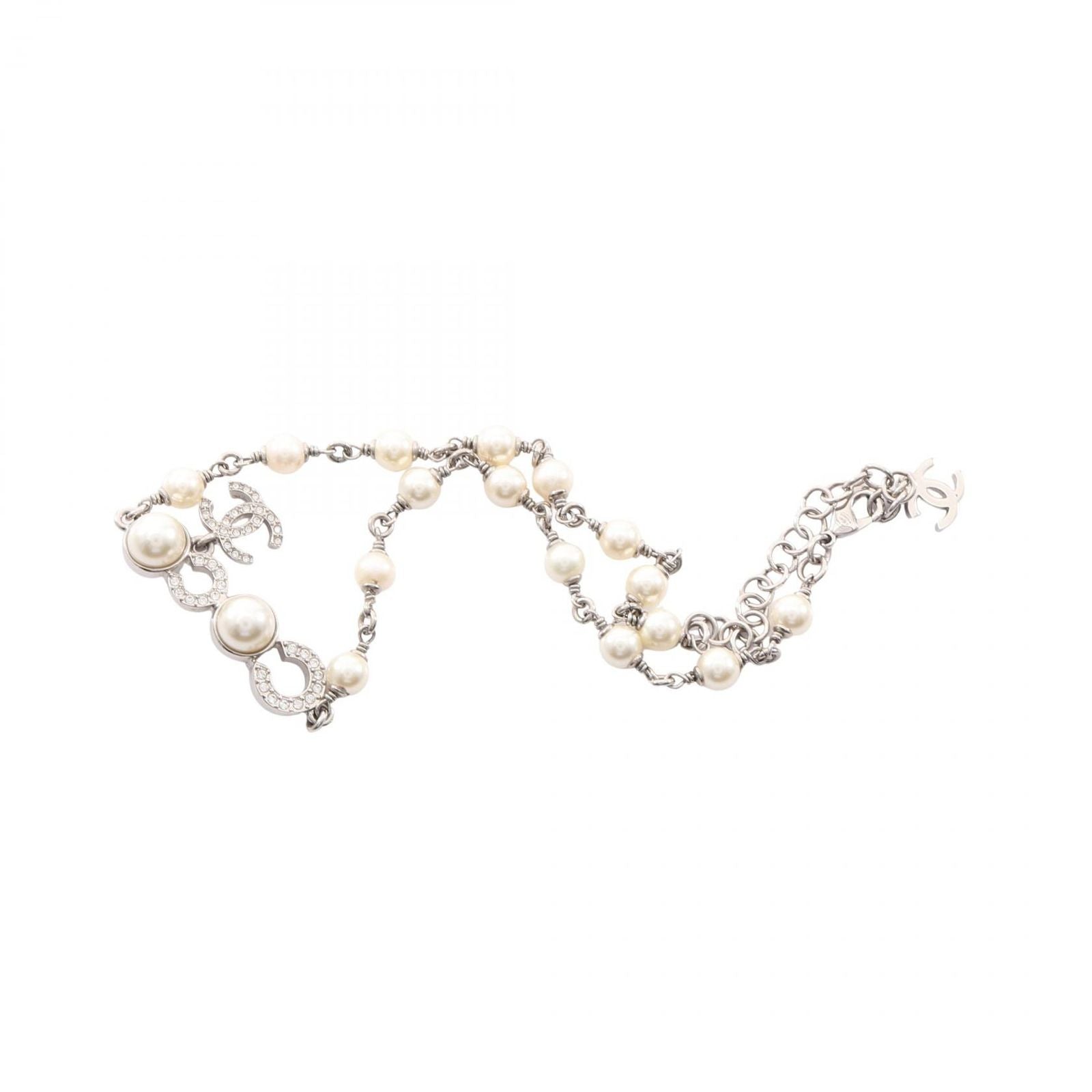Chanel Necklace CC Logo Stainless Steel Pearl — view 3
